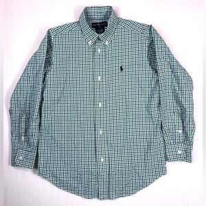 RALPH LAUREN Boys Check Plaid Button Down Shirt 7 Classic Preppy Casual